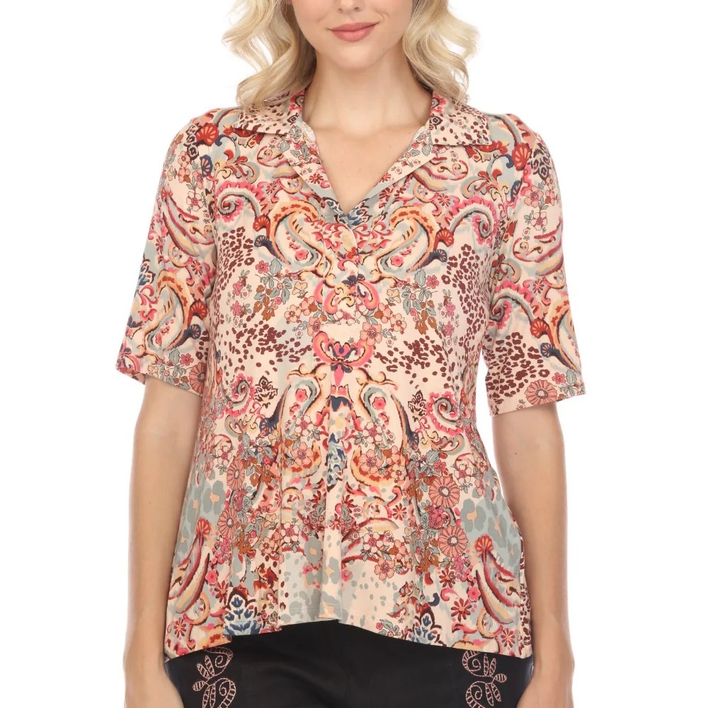 Johnny Was Multicolor Short Sleeve Tee